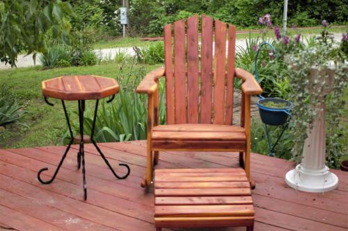 Handmade Deck and Patio Rocking Chair and Table Set, with Footstool: (3 Piece Set)