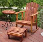 Handmade Deck and Patio Rocking Chair and Table Set, with Footstool: (3 Piece Set)